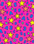 Funky Pink Star Alphabet Abstraction Rug