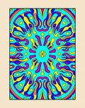 Vibrant Cyan Psychedelic Sunburst Rug