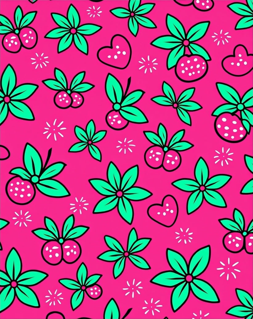 Bright Pink Strawberry Heart Burst Rug