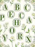 Vintage Green Floral Alphabet Letters Rug