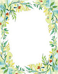 Light Green Floral Vine Border Rug