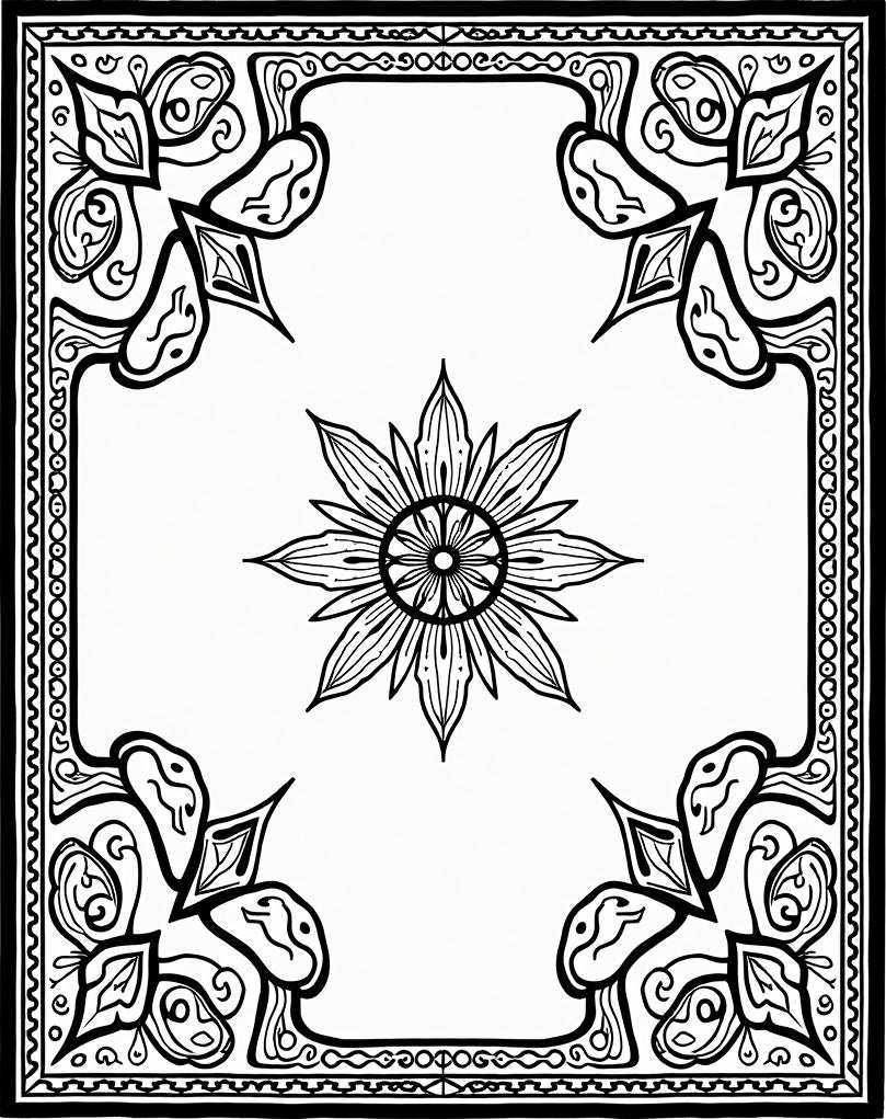 Monochromatic Floral Medallion Bordered Rug
