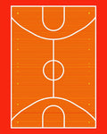 Orange Court White Lines Graphic Rug