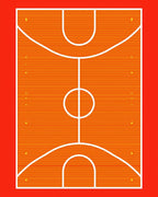 Orange Court White Lines Graphic Rug