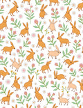 Whimsical Brown Bunny Meadow Floral Rug