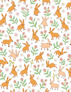 Whimsical Brown Bunny Meadow Floral Rug