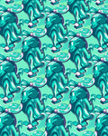 Turquoise Teal Wavy Abstract Fusion Rug
