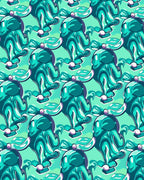 Turquoise Teal Wavy Abstract Fusion Rug