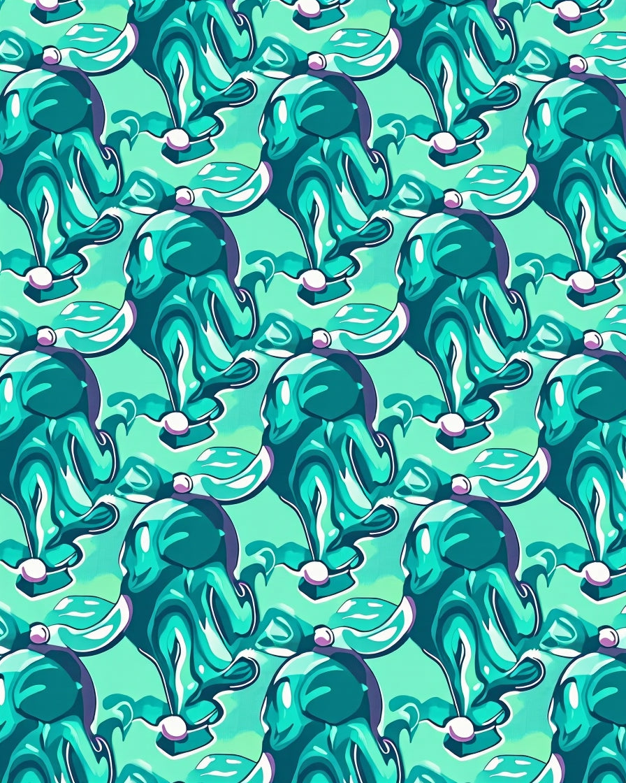 Turquoise Teal Wavy Abstract Fusion Rug