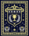 Golden Trophy Crest Navy Star Rug