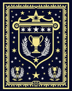 Golden Trophy Crest Navy Star Rug