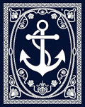 Nautical White Anchor Navy Blue Emblem Rug
