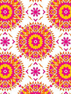 Vibrant Pink Yellow Sunburst Mandala Rug