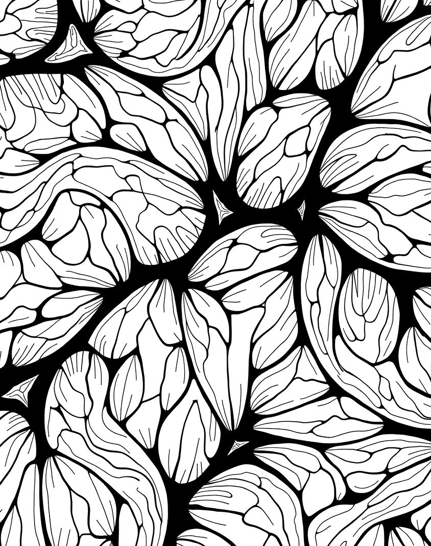 Striking Monochrome Swirls Winged Collage Rug