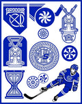 Bold Royal Blue Hockey Emblem Collection Rug