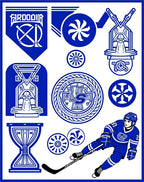 Bold Royal Blue Hockey Emblem Collection Rug