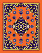 Vibrant Orange Floral Medallion Rug
