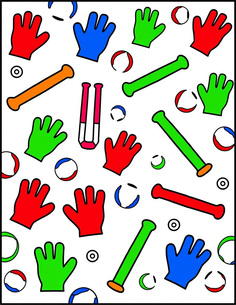 Colorful Mitts and Balls Playful Throw Rug