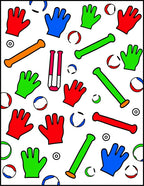 Colorful Mitts and Balls Playful Throw Rug