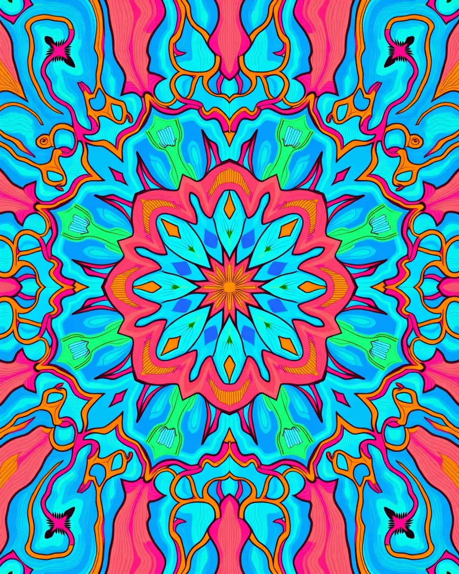 Vibrant Neon Fuchsia Mandala Bloom Rug