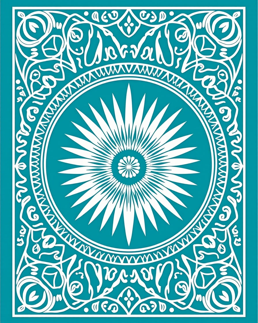 Oceanic White Sunburst Mandala Rug