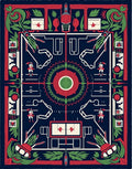 Bold Navy Red Green Geometric Garden Figures Rug