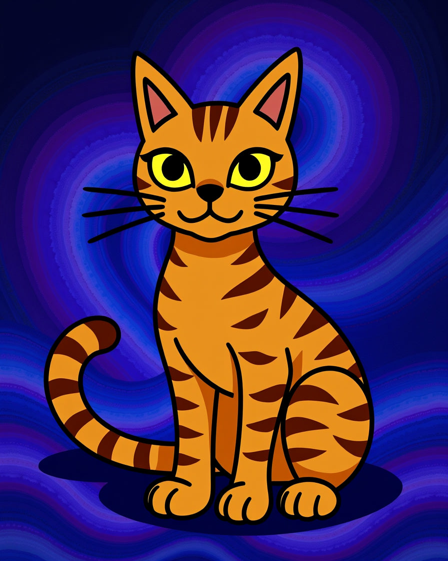 Retro Orange Tabby Cat Swirl Rug
