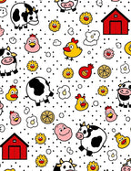 Whimsical Farm Animals and Barns Pattern Rug
