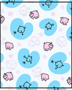 Cute Pink Piggy Blue Heart Cartoon Rug