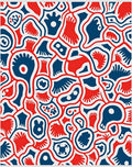 Bold Red Blue Organic Collage Rug