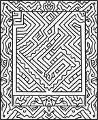 Bold Outline Geometric Labyrinth Border Rug