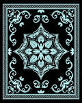 Light Blue Floral Medallion Black Rug