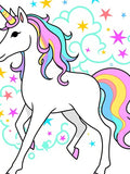 Whimsical Rainbow Unicorn Stars Swirls Rug