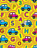Alphabet Cars Playful Yellow Kids Rug