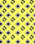 Yellow Black Floral Diamond Rug