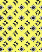 Yellow Black Floral Diamond Rug