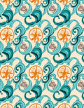 Retro Aqua Orange Seashell Swirl Rug