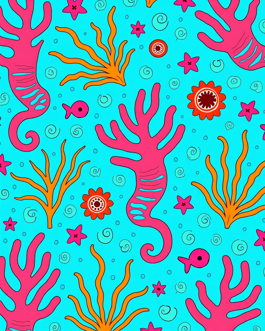 Playful Coral Seahorse Underwater Scene Rug