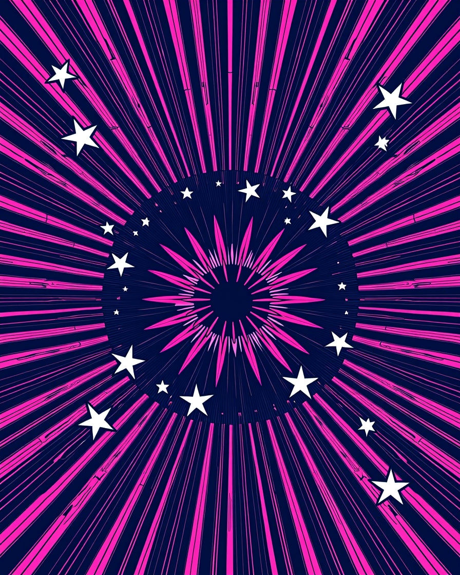 Pink Starburst Cosmic Night Rug