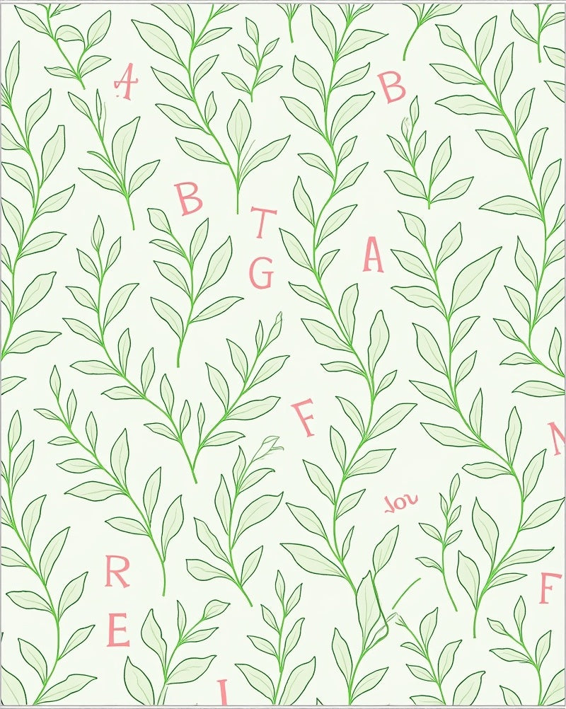 Alphabetical Green Vine Swirls Rug