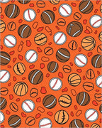 Orange Baseball and Basketball Balls Rug