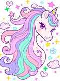 Pastel Rainbow Unicorn Stars Rug