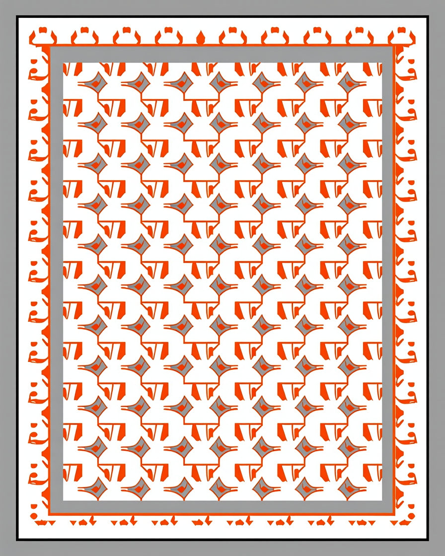 Geometric Orange Gray Diamond Trail Rug