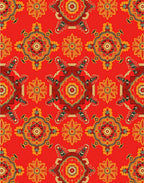 Crimson and Gold Medallion Floral Rug