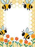 Whimsical Yellow Bee and Flower Garden Rug