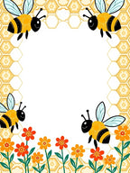 Whimsical Yellow Bee and Flower Garden Rug