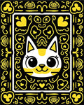 Cute Yellow Cat Hearts Whimsical Rug