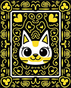 Cute Yellow Cat Hearts Whimsical Rug