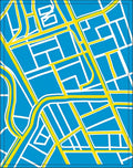 Blue Yellow Grid Street Map Rug