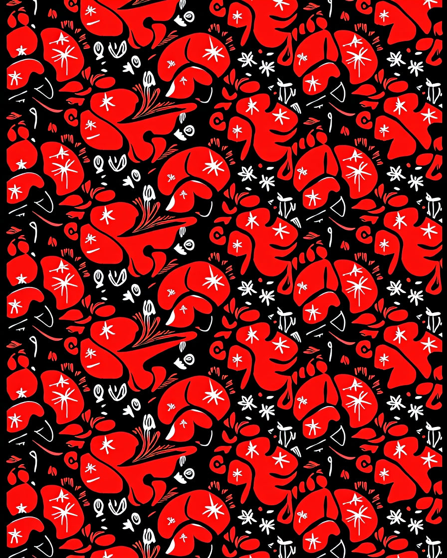 Bold Red Abstract Floral Garden Rug